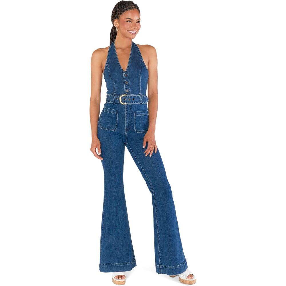 Show Me Your Mumu womens extra small blue jean denim fort worth jumpsuit new